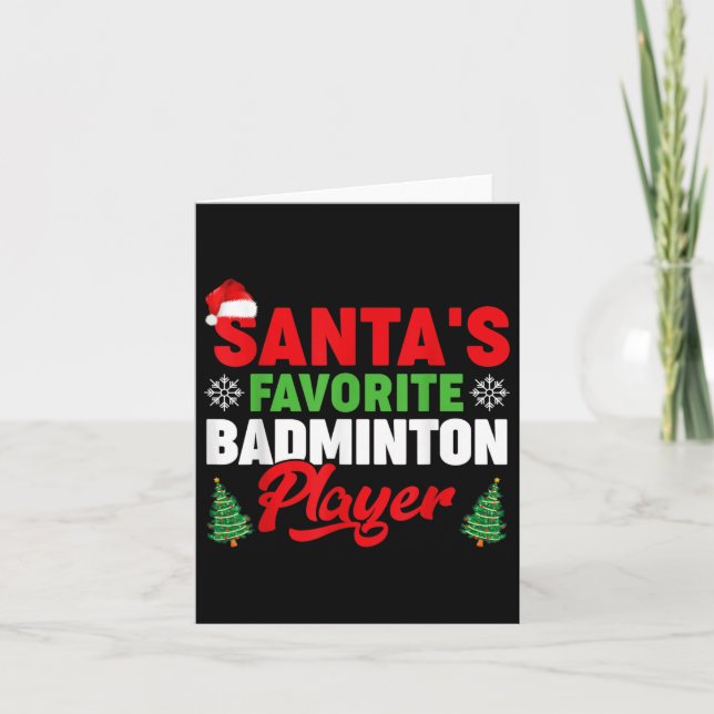 Carte Drôle Santas Favori Joueur de badminton Noël (Devant)