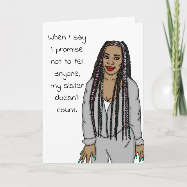 Carte Drôle, Sarcastique, Appelle-Moi, Humour-Soeur (Devant)