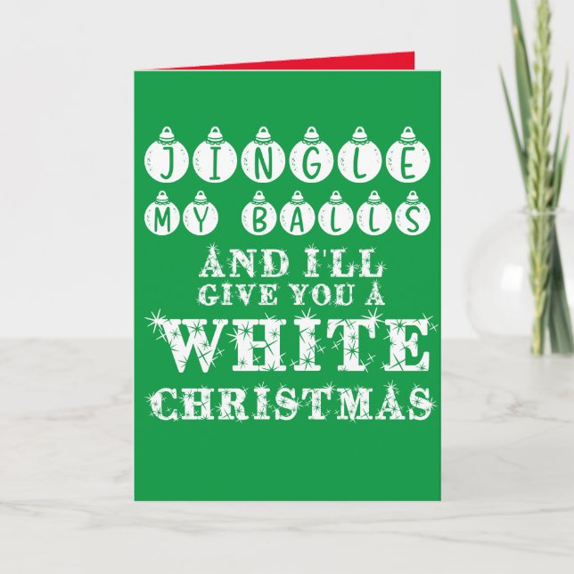 Carte Drôle Sarcastique Jingle Mes boules Noël blanc (Devant)