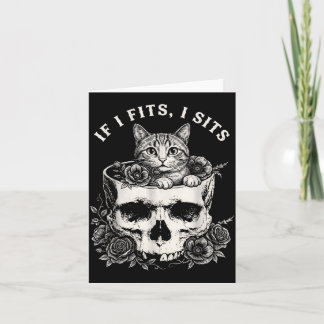 Carte Drôle Si Ça Va S'Asseoir Chat Noir avec Crâne Humo