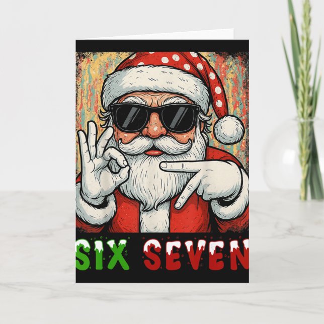 Carte Drôle Six Sept Mème Noël Cool Santa Citation 6 (Devant)