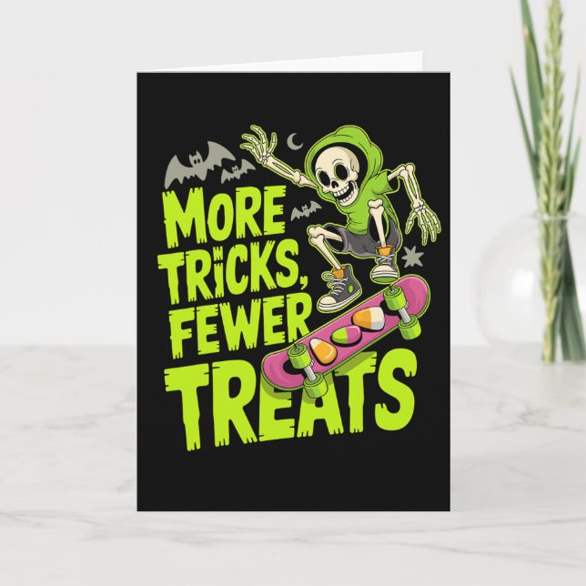 Carte Drôle Skateboard Halloween Skeleton Ghost S Éffray (Devant)