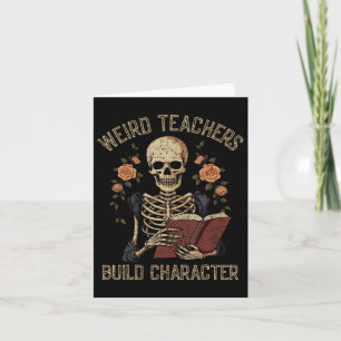 Carte Drôle Skeleton Book Floral Skull Halloween Enseign