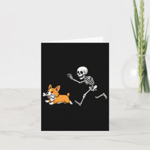 Carte Drôle Skeleton Chasse Corgi Halloween Chien Maman