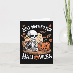 Carte Drôle Skeleton D'Halloween En Attente D'Hallowee