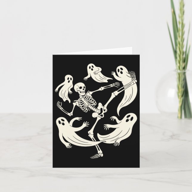 Carte Drôle Skeleton Karate Amateurs Éffrayant Halloween (Devant)