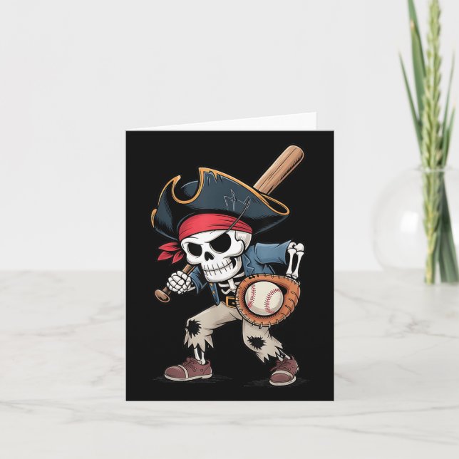 Carte Drôle Skeleton Pirate Baseball Halloween Costume B (Devant)