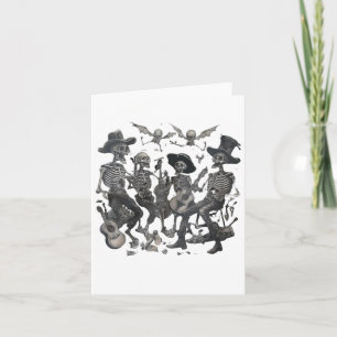 Carte Drôle Skeleton Skull Dancing Singer Rock Music Ba