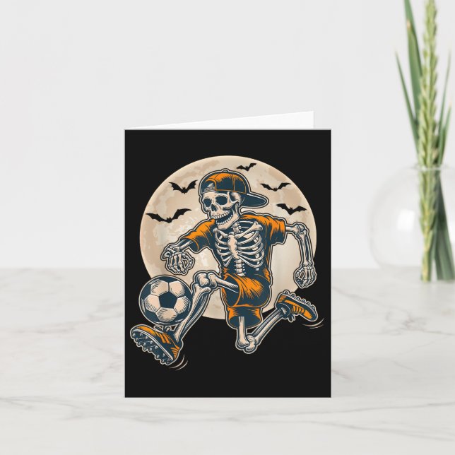 Carte Drôle Skeleton Soccer Hommes Garçons Enfants Hallo (Devant)