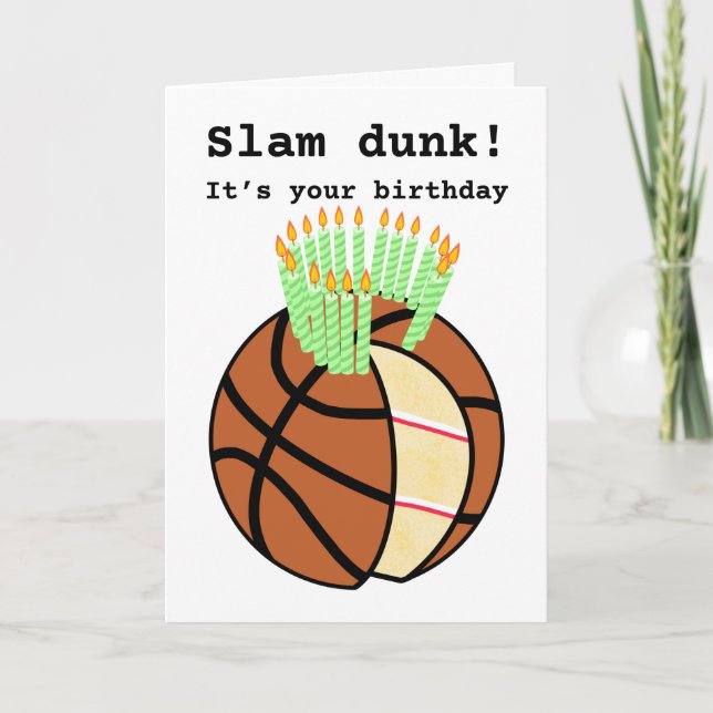 Carte Drôle slam dunk basket anniversaire (Devant)