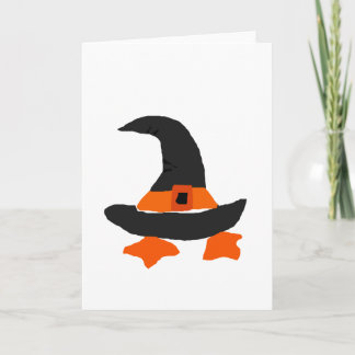 Carte Drôle sorcier Casquette avec pied de canard sous