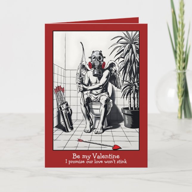 Carte drôle “Soyez mon Valentin” - Style pochoir (Devant)