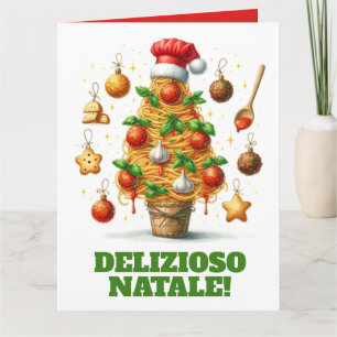 Carte Drôle Spaghetti Arbre de Noël Delizioso Natale!