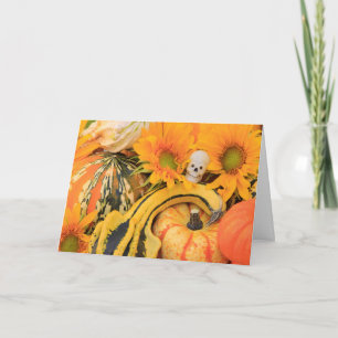 Carte Drôle Squelette, Citrouille, Tournesol, Halloween