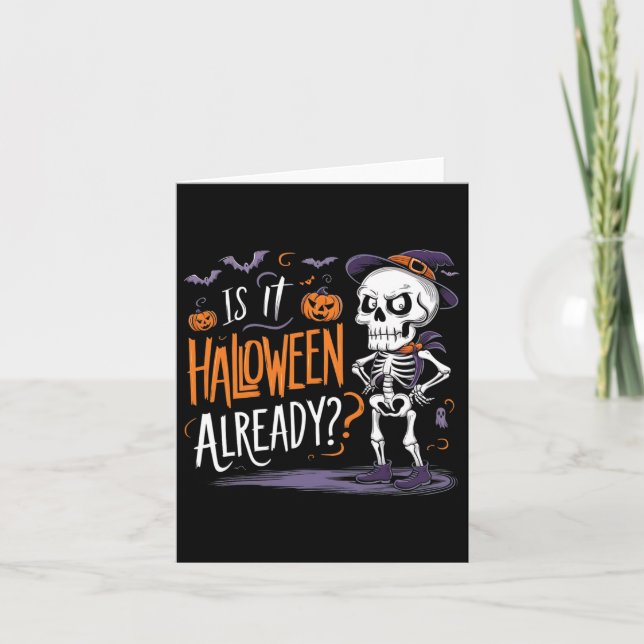 Carte Drôle Squelette Éffrayant Fantôme Est-Il Halloween (Devant)