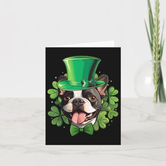 Carte Drôle St Patricks Boston Terrier  (Devant)
