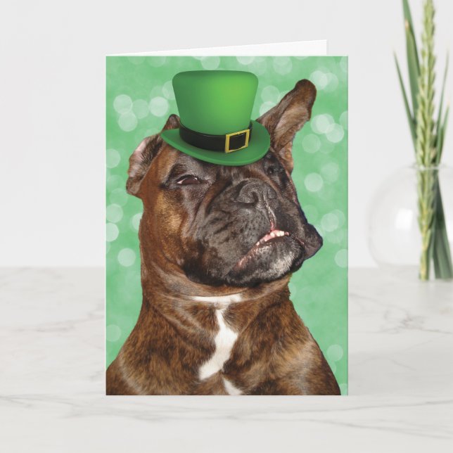 Carte Drôle St. Patrick's Day Irlandais Boxer Dog (Devant)