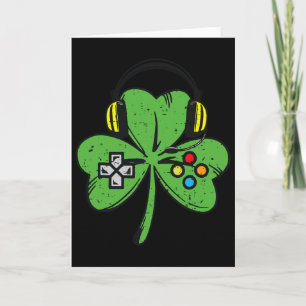 Carte Drôle St Patricks Day Joueur de Trèfle Jeu Vidéo C
