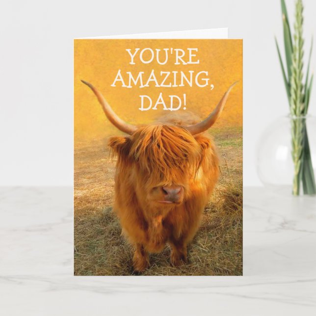 Carte Drôle Steer pour papa Anniversaire (Devant)