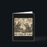 Carte Drôle Sumi-e Kawaii Peinture à l'encre Japonaise M<br><div class="desc">Drôle Sumi-e Kawaii Peinture à l'encre Japonaise Mes chats à 3h du matin</div>
