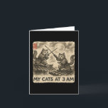 Carte Drôle Sumi-e Kawaii Peinture à l'encre Japonaise M<br><div class="desc">Drôle Sumi-e Kawaii Peinture à l'encre Japonaise Mes chats à 3h du matin</div>