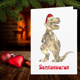 Carte Drôle T Rex Père Noël Noël Dinosaur Humour de Noël