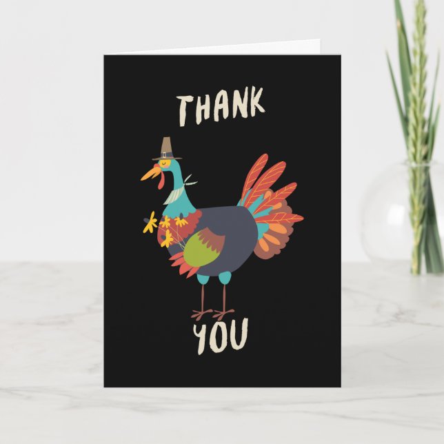 Carte Drôle Thanksgiving Holiday Pilgrim Turkey Card (Devant)