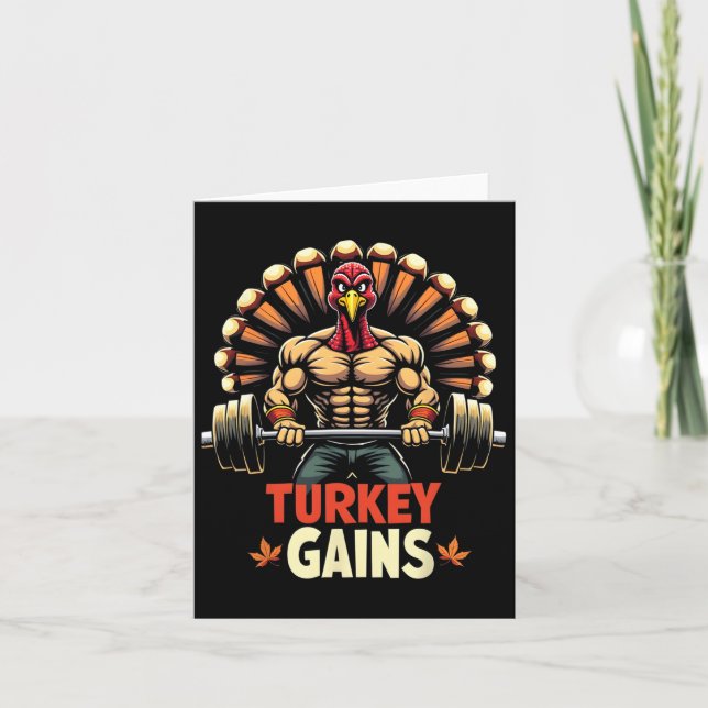 Carte Drôle Thanksgiving Turquie gagne Motivation Gym Wo (Devant)
