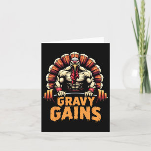 Carte Drôle Thanksgiving Turquie Gravy Gains Motivation