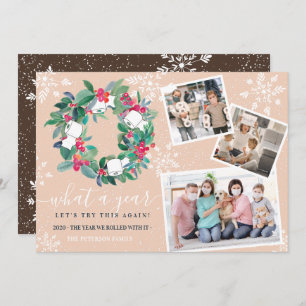 Carte Drôle toilette rouleau 2020 couronne Nouvel An 3 p