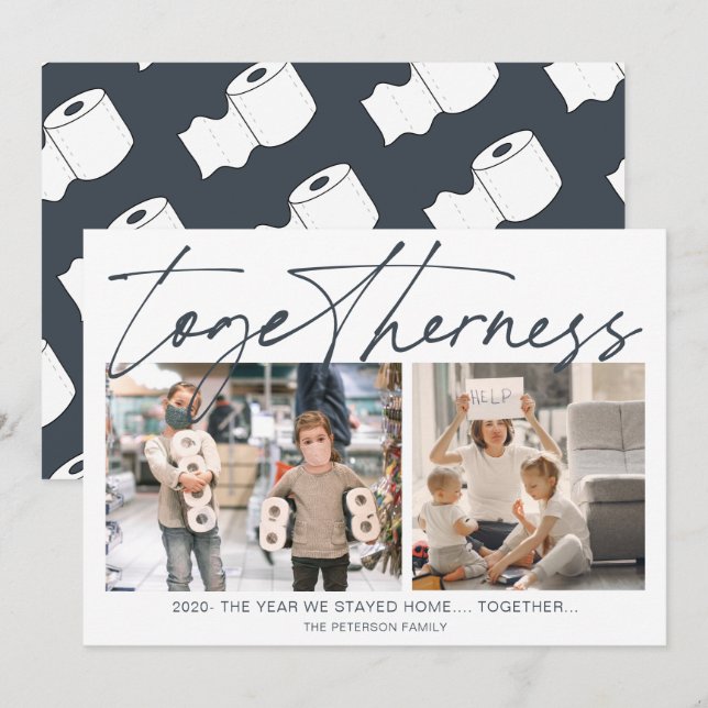 Carte Drôle toilette rouleau 2020 nouvelle année ensembl (Devant / Derrière)