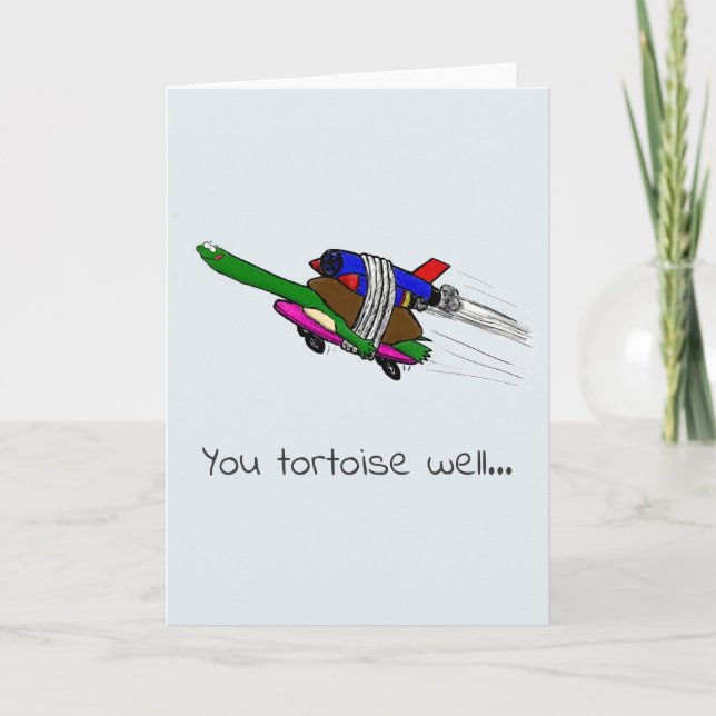 carte drôle tortue volante. (Devant)