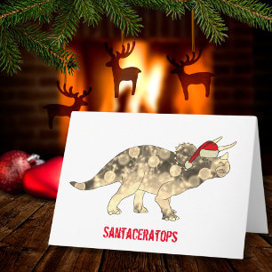 Carte Drôle Tricératops Père Noël Christmas Dinosaur Slo