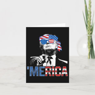 Carte Drôle Trump 4 juillet Merica Drapeau américain Sun