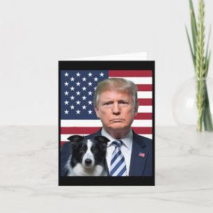 Carte Drôle Trump et frontière Collie Dog Usa Drapeau Él