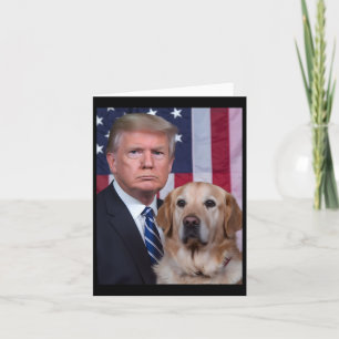 Carte Drôle Trump et Golden Retriever Dog Usa Drapeau El