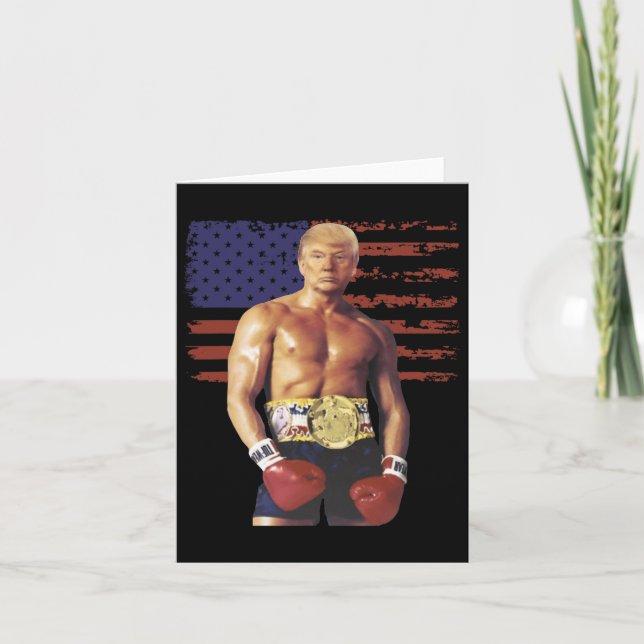 Carte Drôle Trump Rocky Boxer Meme Boxer Us Flag Patrio (Devant)