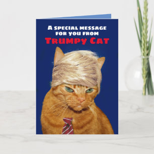 Carte Drôle Trumpy Chat Message d'anniversaire