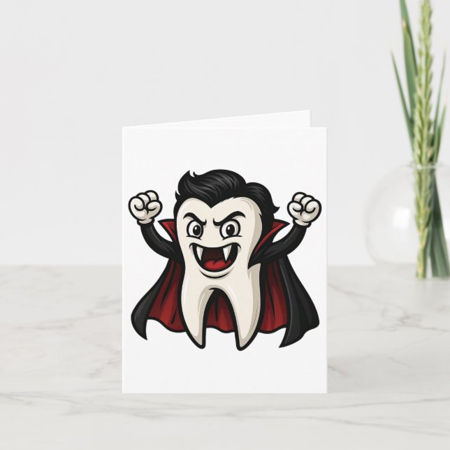 Carte Drôle Vampire dent Éffrayante Halloween Dentis den (Devant)