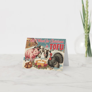 Carte Drôle Vegan Végétarien de Noël Tofu