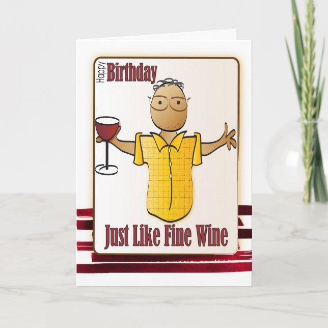 Carte Drôle Vin Homme Cartoon Ethnic Sweet Anniversaire (Devant)