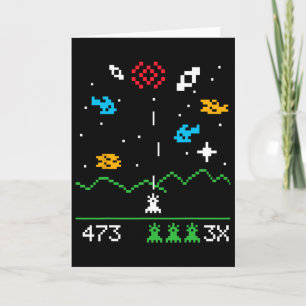Carte Drôle Vintage Astrospace Jeux Vidéo Gamer Geek Gi