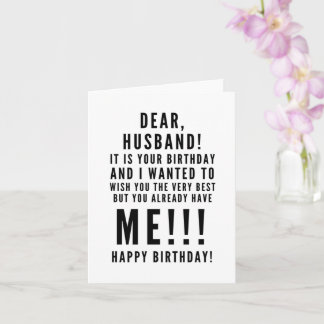 Carte Drôle voeux d'anniversaire sarcastique pour mari