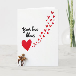 Carte drôle 'Votre amour fait envoler les cœurs'