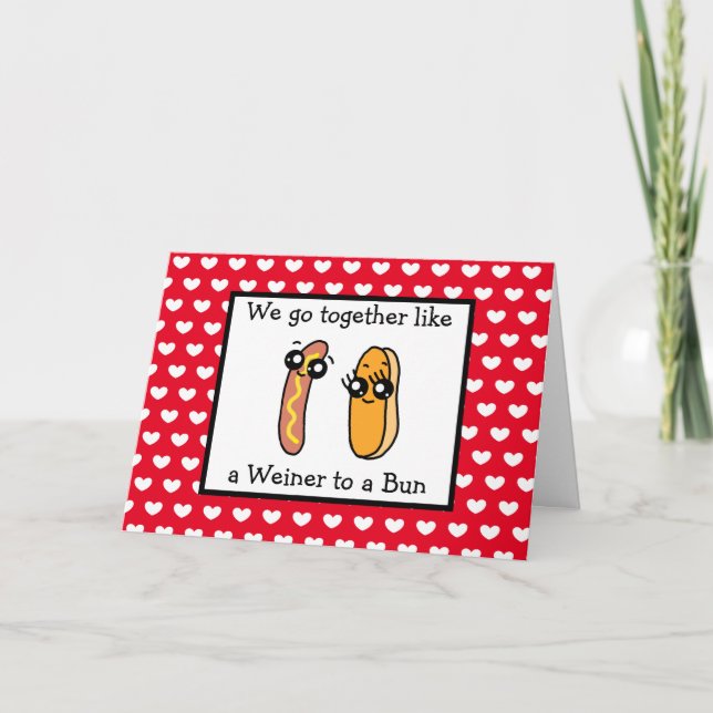Carte Drôle Weiner et pain pun de la Saint-Valentin (Devant)