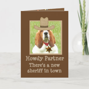 Carte Drôle Western Birthday Card avec "Basset Sheriff"