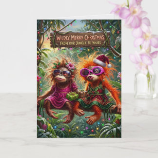 Carte Drôles d'amis singes Tropical Jungle Noël