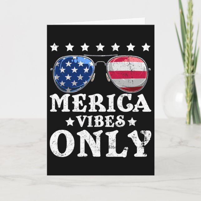 Carte Drôles de vibrations Merica uniquement Drapeau amé (Devant)