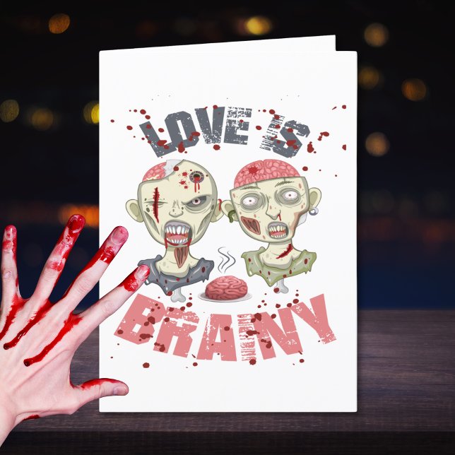 Carte Drôles de Zombies L'Amour est Cérébral Halloween (Créateur téléchargé)