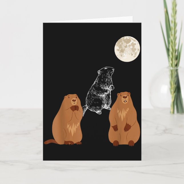 Carte Drôles Trois Marmotte Lune Marmotte Jour Hommes Fe (Devant)